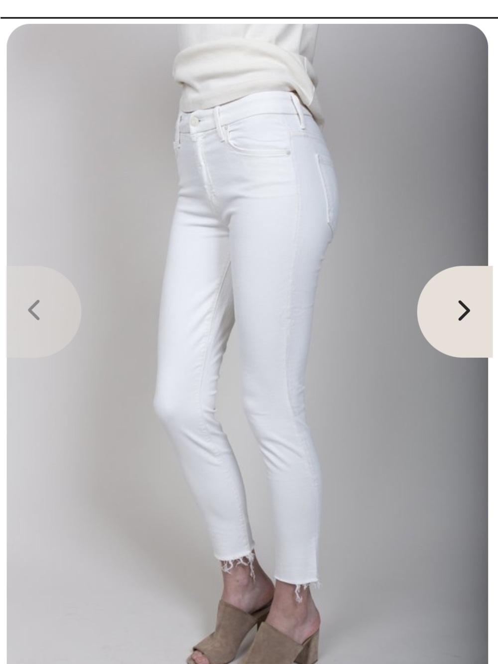 MOTHER High Waisted Looker Ankle Fray in whipping the cream SZ 27